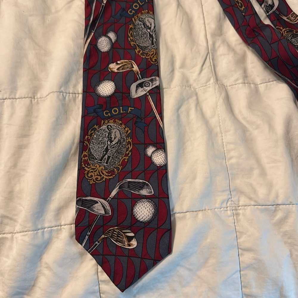 American Sports Classics Golf Theme  Vintage Vibe 100% Silk Neck Tie Made in USA